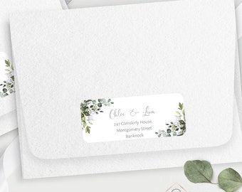 Étiquettes d'adresse, verdure auto-modifiables, étiquette d'adresse imprimable, fleurs bleues, verdure mariage, baby shower, personnalisé, Avery, ALEX