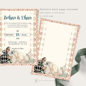 Alice in Wonderland Themed Wedding Invitation Template Suite, Wedding ...