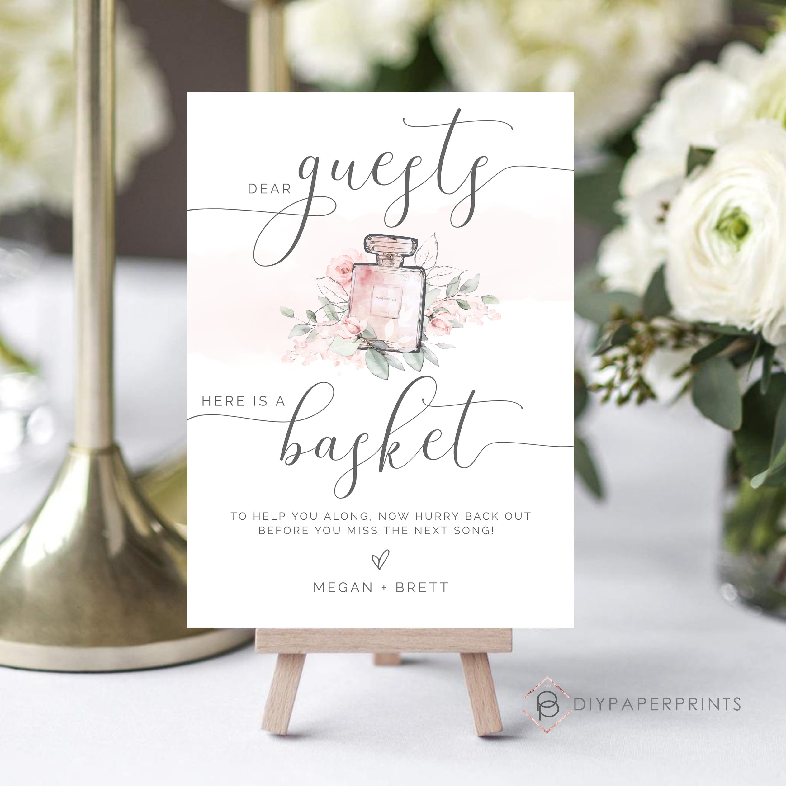 Wedding Bathroom Basket Sign Printable Wedding Restroom Sign Etsy UK