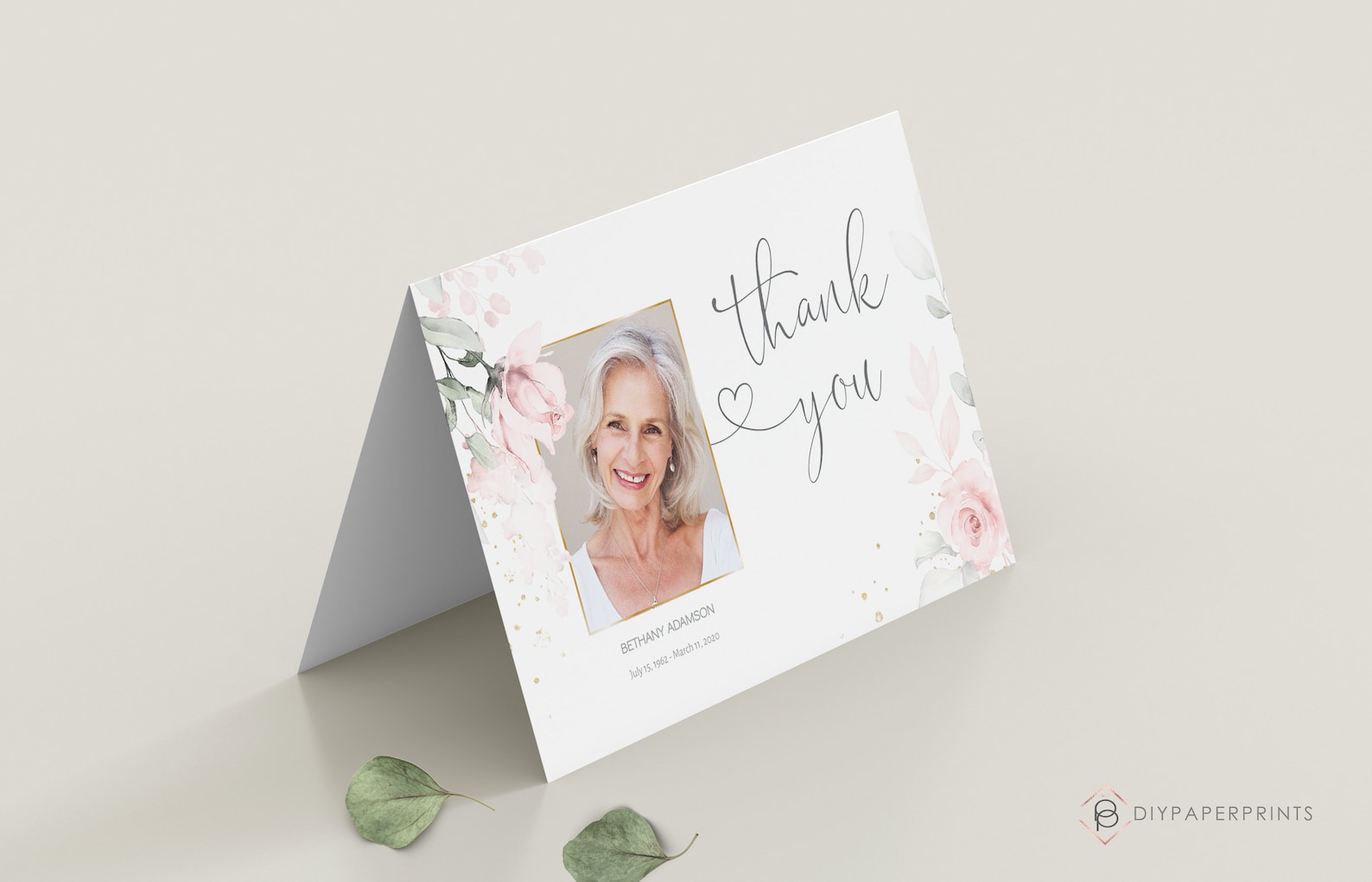 Funeral Thank You Card Template Folded Funeral Thank You Note Etsy
