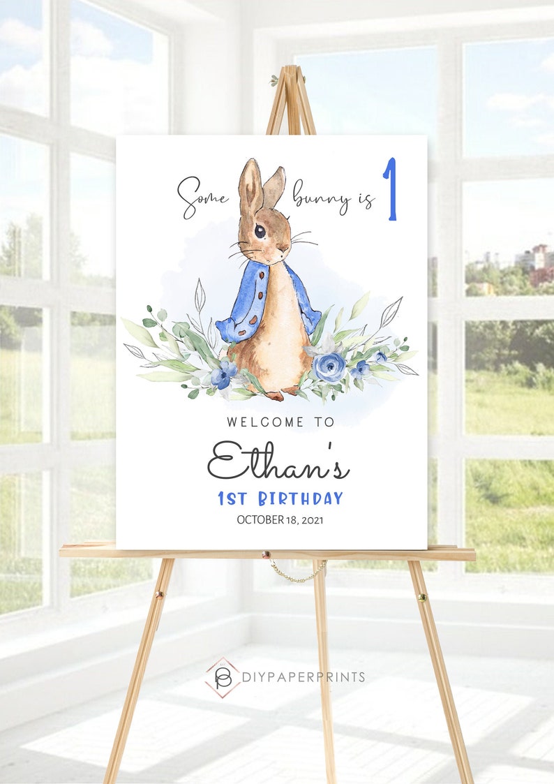 Peter Rabbit Birthday Welcome Sign Personalized First - Etsy