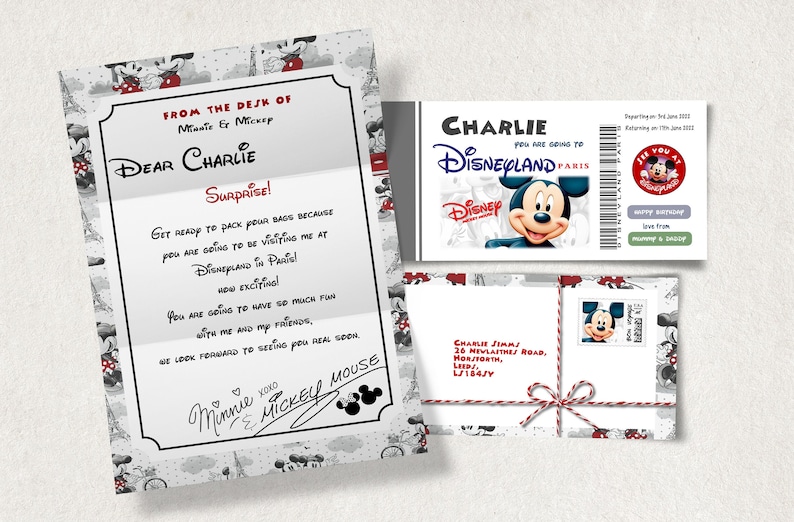 Disney Reveal Gift Card Disneyland Paris Surprise Ticket Etsy