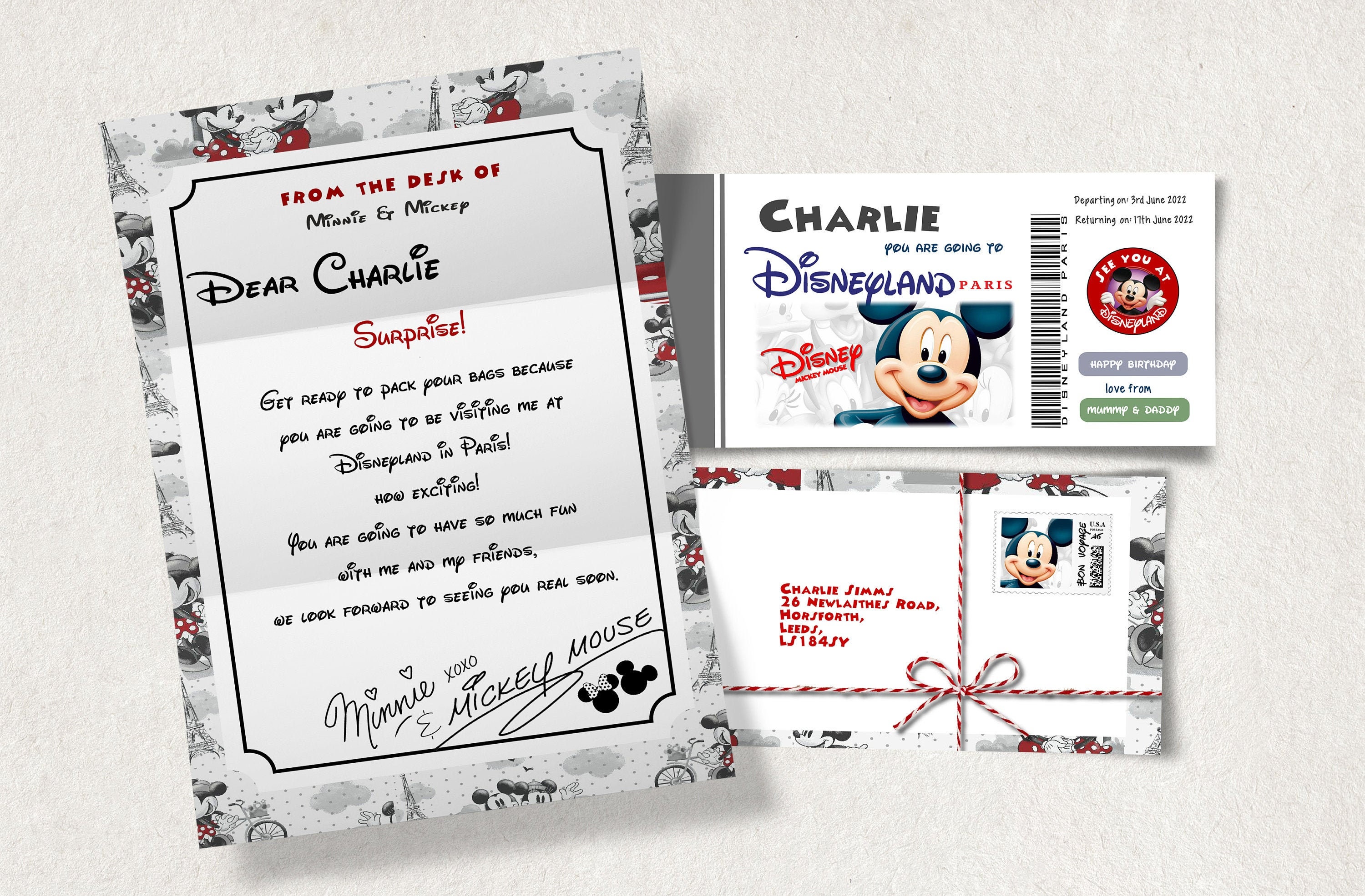 Disney Reveal Gift Card Disneyland Paris Surprise Ticket | Etsy
