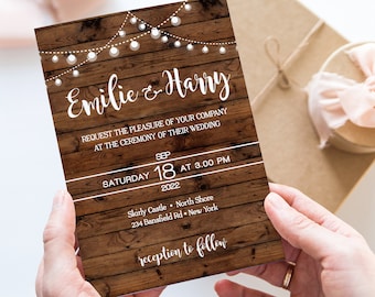 Rustic Wedding Invitation, Country Wedding Invitation, DIY Instant Download, Wedding Invitation Suite, Wedding Invitation Template, W-BETSY