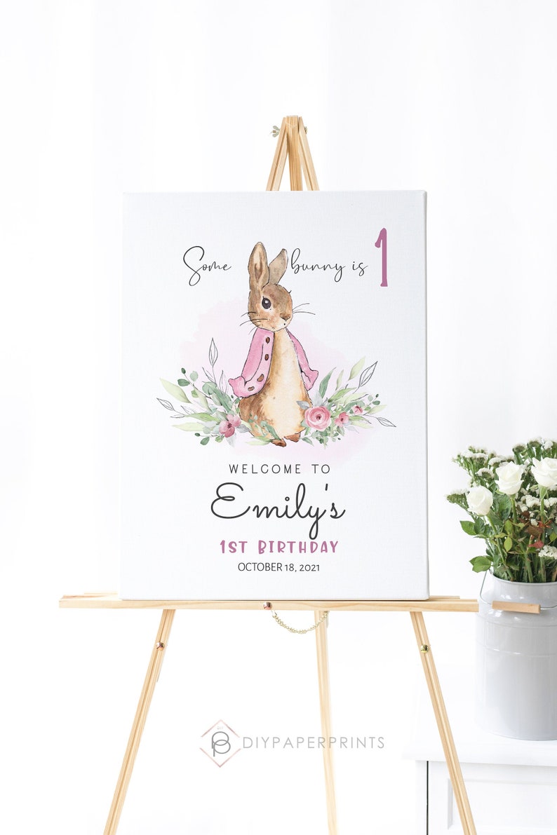 Peter Rabbit Birthday Welcome Sign Personalized First | Etsy