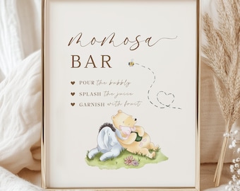 Winnie the Pooh Mimosa Bar Sign: Baby Shower Printable (Digital Download) WD1