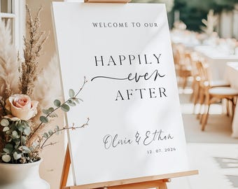 Our Happily Ever After Wedding Welcome Sign Custom Entrance Sign Personalised Poster Canvas or Foamboard PRINTED or Digital A1 A2 A3