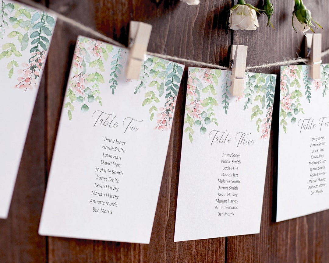 Seating Chart Cards, Wedding Seating Chart, Editable Seating Plan ...