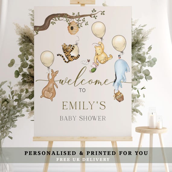 PRINTED Or Digital Winnie the Pooh Baby Shower Welcome Sign: Custom Poster, Canvas, Foam Board or PDF File - A1/A2/A3