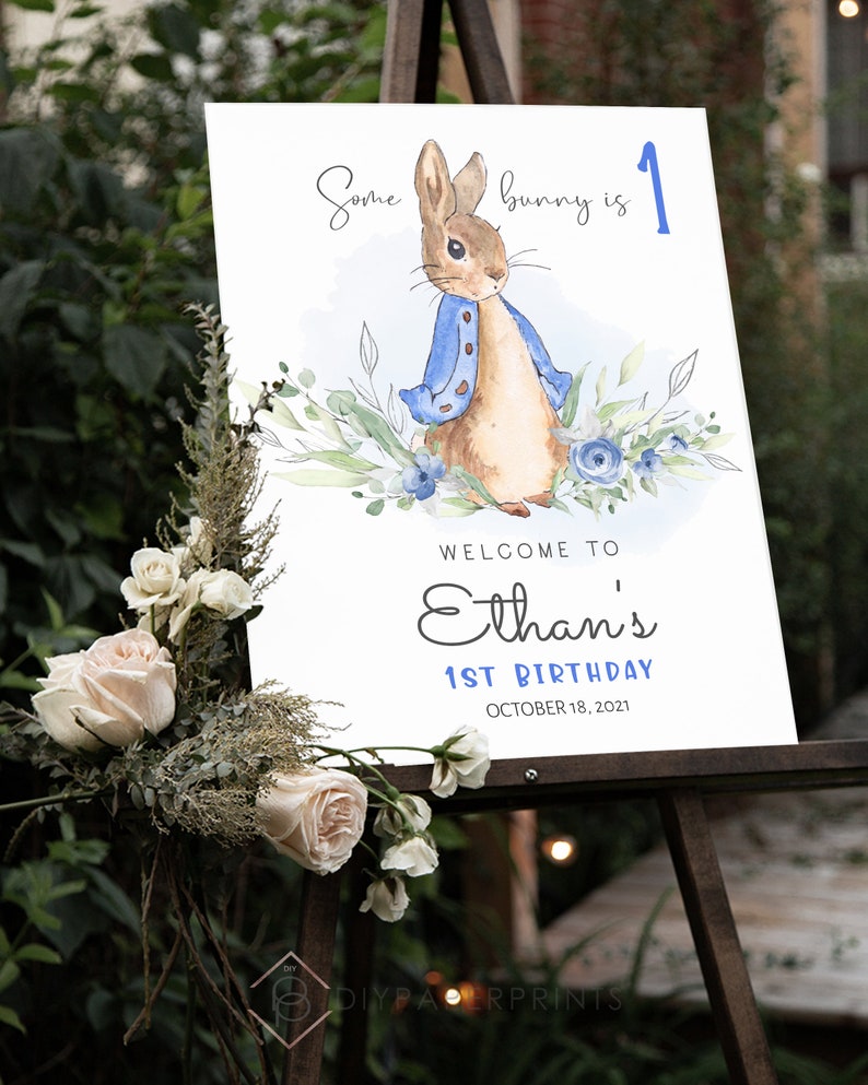 Peter Rabbit Birthday Welcome Sign Personalized First - Etsy