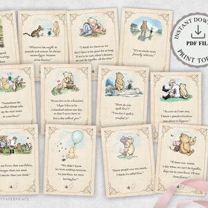 Klassieke Winnie de Poeh-citaat 12 Winnie Pooh Instant Download digitale bundel 8,3 x 11,7" (A4) Babyshower verjaardag middelpunt Party-WPQC01