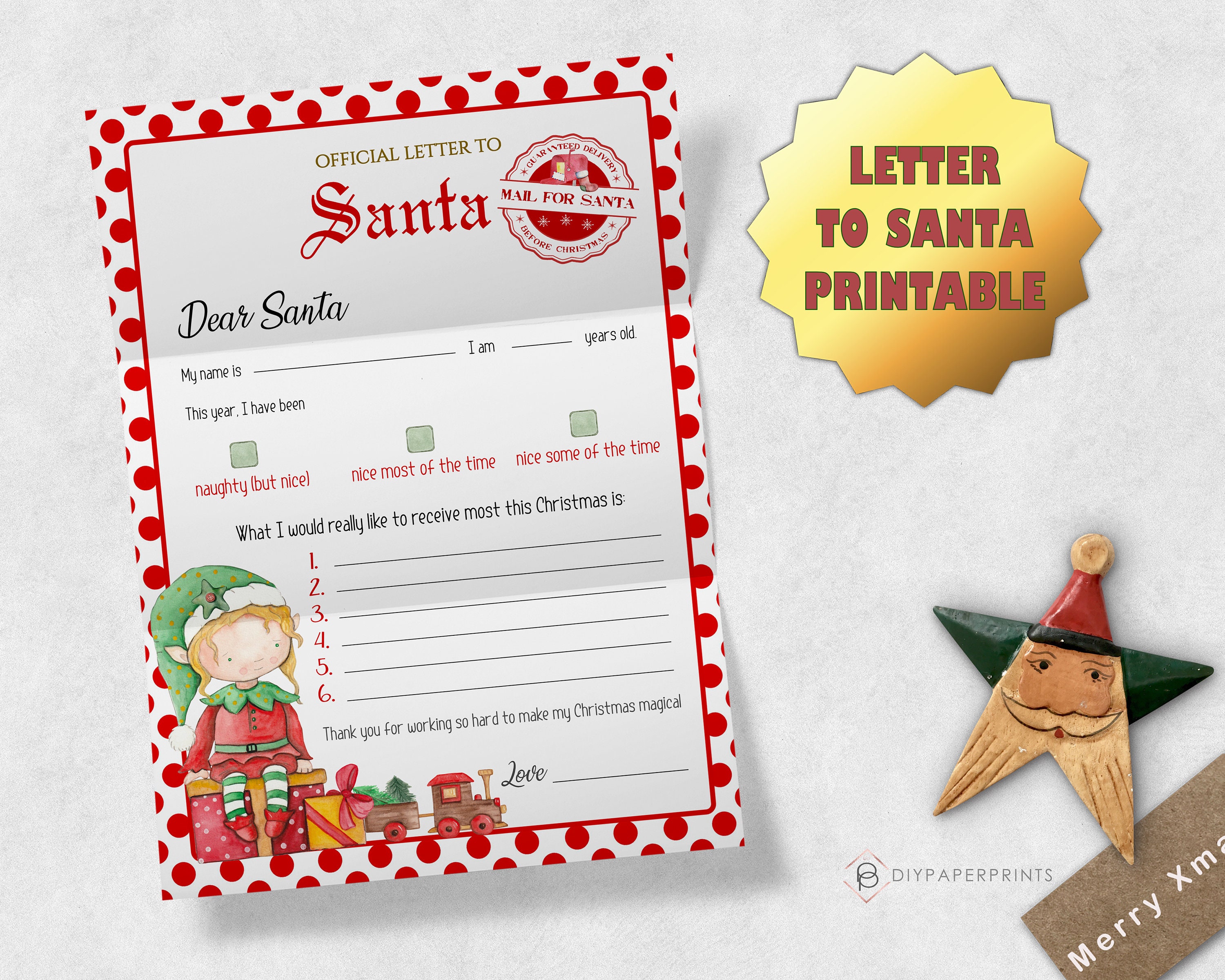 Printable Letter to Santa, Kids Christmas Wish List (PDF) - Etsy UK