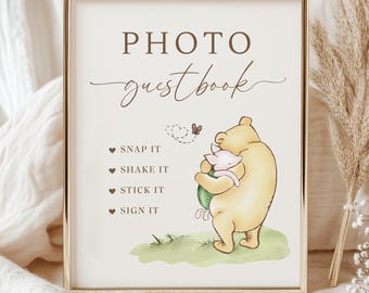 Winnie the Pooh Baby Shower Guestbook Sign: Classic Balloons Decor (Digital Download, 8x10 & 5x7) WD1