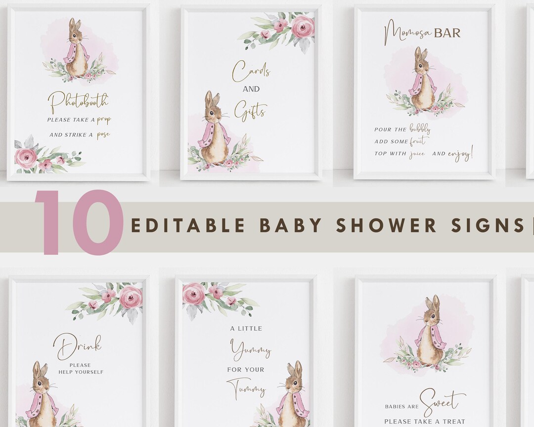 Peter Rabbit Restroom Sign Peter Rabbit Baby Shower Signs, Pink Flopsy Decorations Peter Rabbit ...