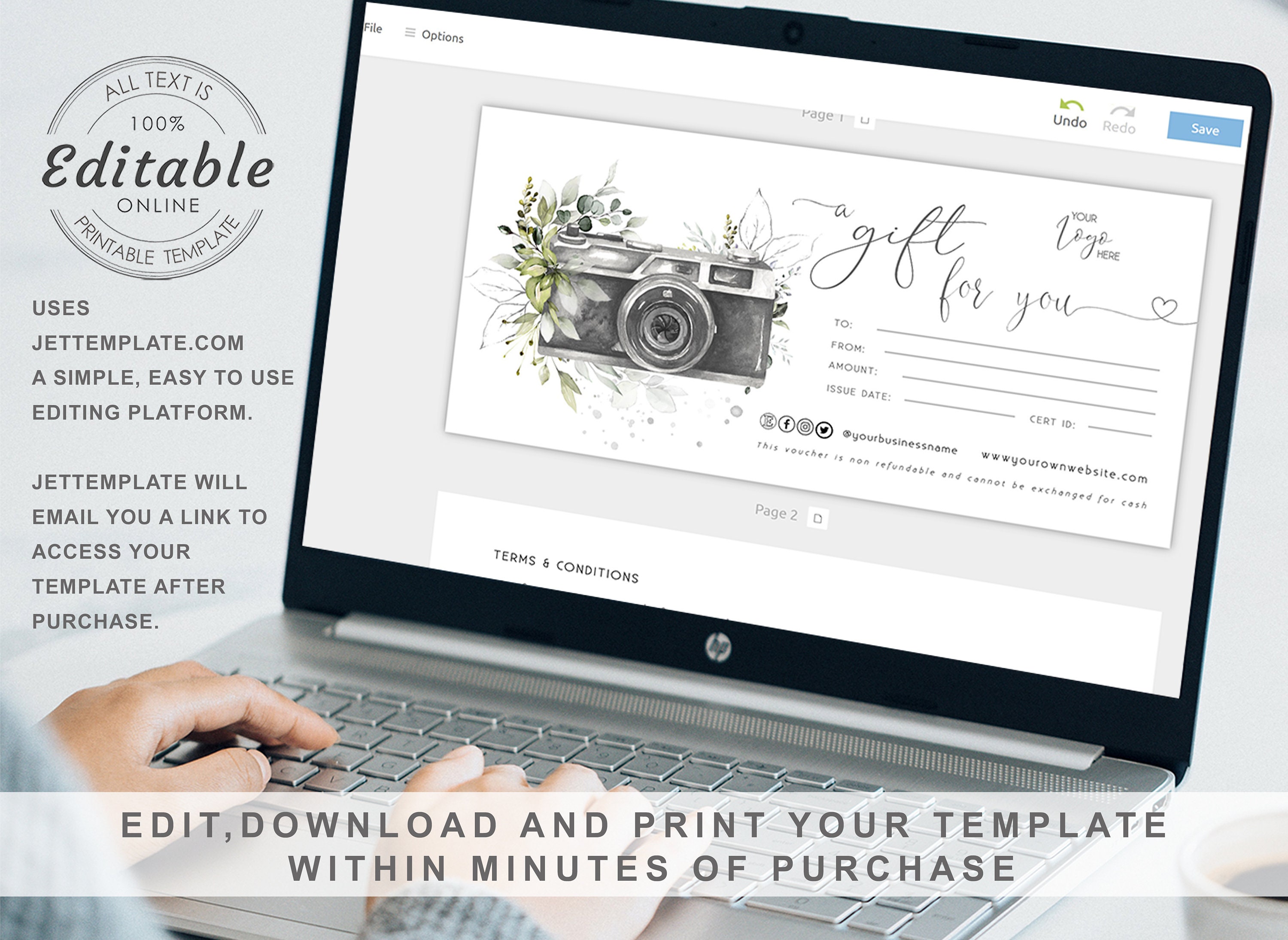 Photography Gift Certificate Template Editable Gift Card Etsy Photography Gift Certificate Template Editable Gift Card Etsy