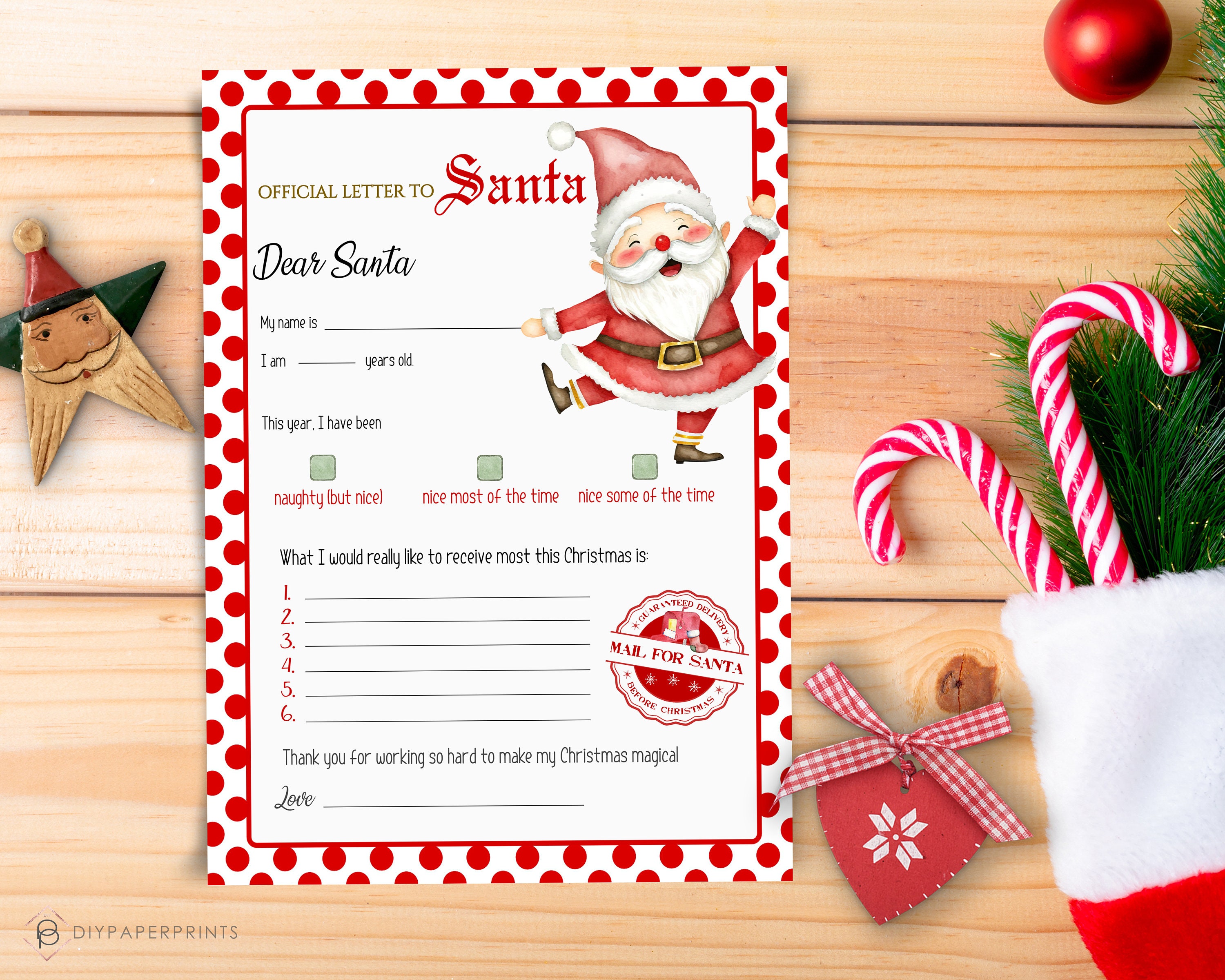 Letter to Santa Printable, Kids Christmas Wish List (PDF) - Etsy