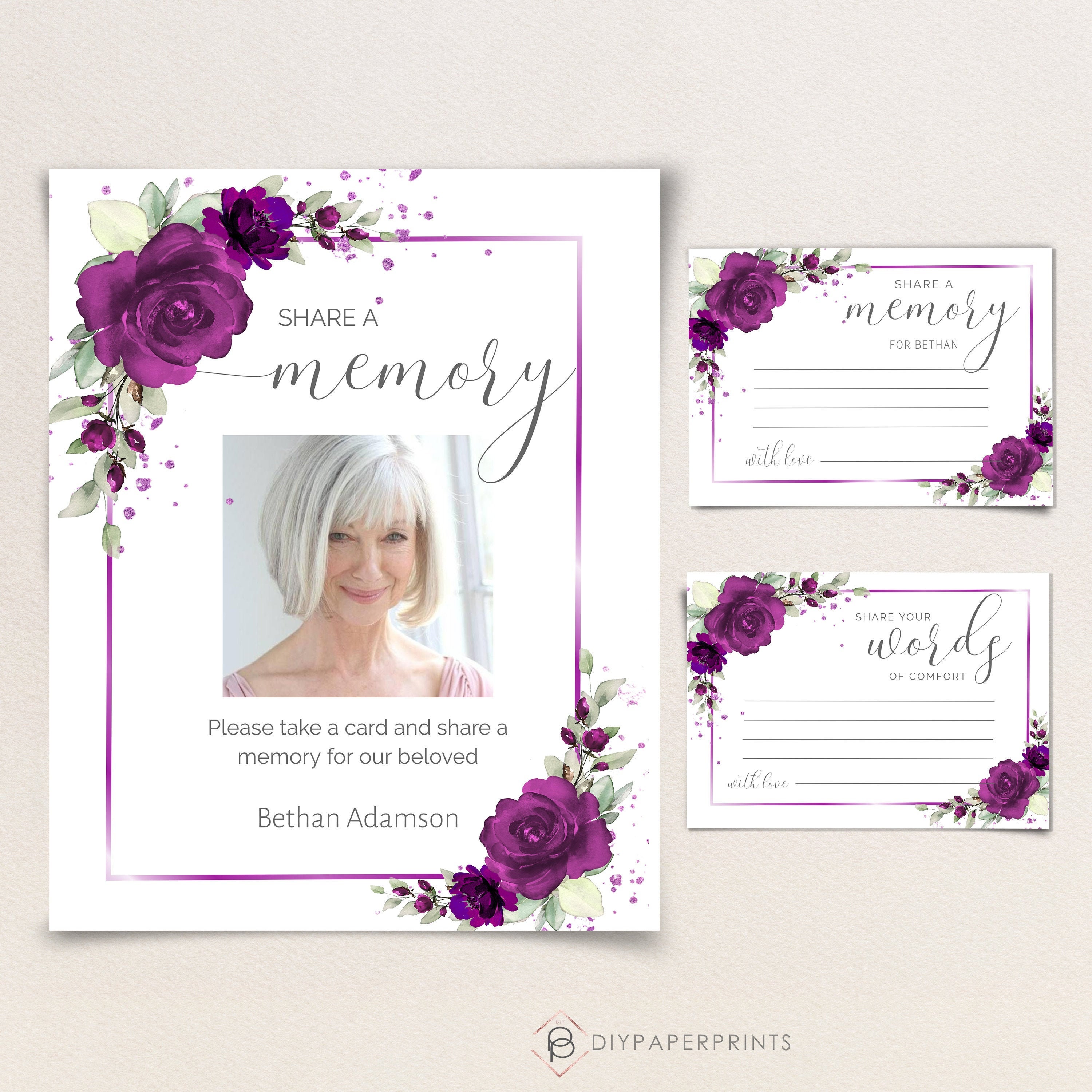 Funeral Share a Memory Card Template Funeral Memorial Etsy UK