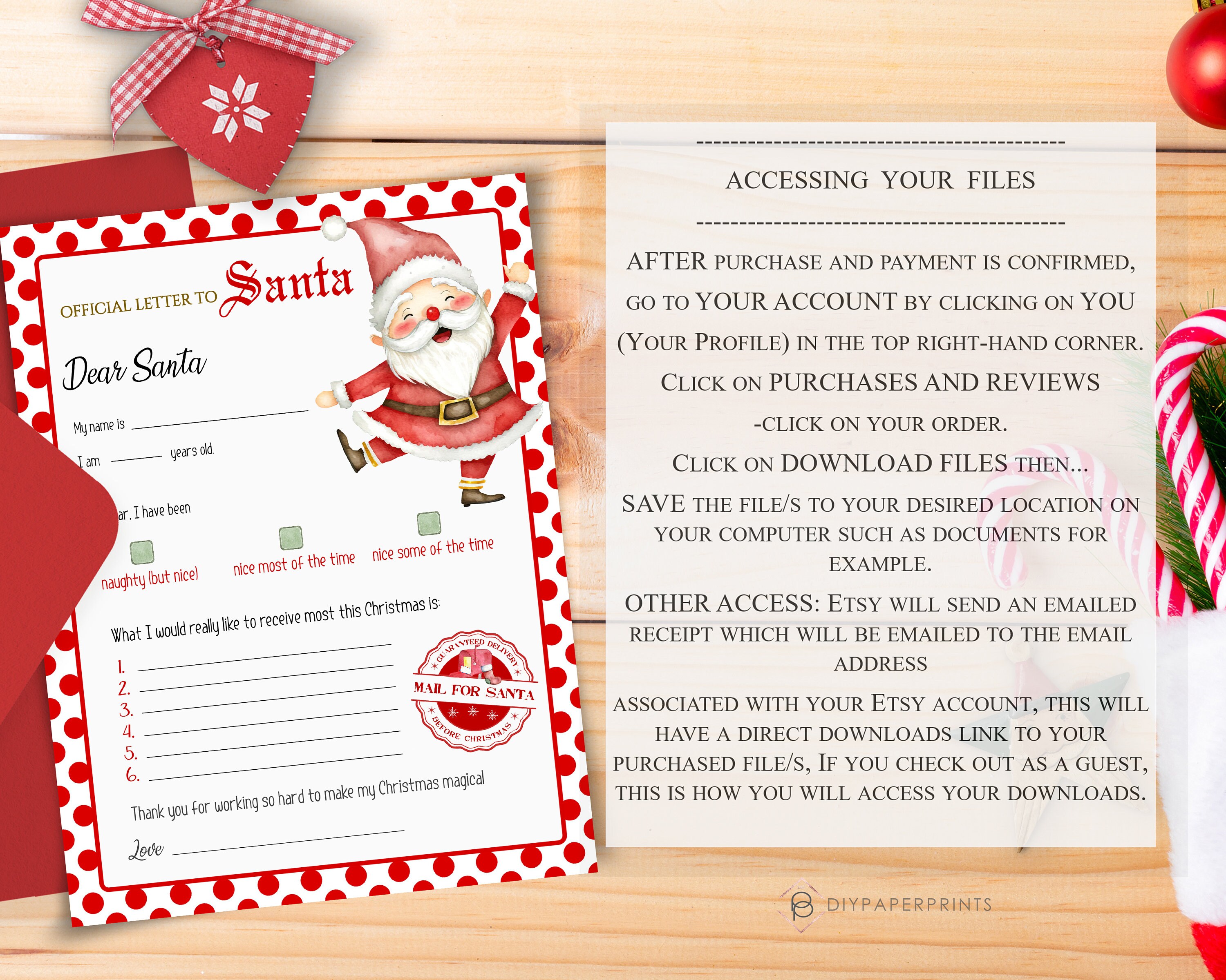 Letter to Santa Printable, Kids Christmas Wish List (PDF) - Etsy