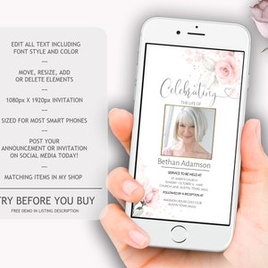 Funeral Bundle Set, Pink Celebration of Life, Funeral Memorial Pack, In Loving Memory Suite, Printable Editable Funeral Templates F-IZZY image 4