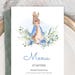 Peter Rabbit Menu Template, Menu Card Template, Baby Shower Menu ...