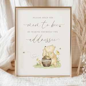 Editable Classic Pooh Address Sign: Winnie the Pooh Baby Shower (Canva Template Digital Download) WD1