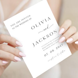 Minimalist Wedding Invitation: PRINTED Modern Wedding Invite Inc.Free White Envelopes Printed Minimalist-1 afbeelding 7