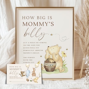 Winnie the Pooh Baby Shower Game: Mommy's Belly Guessing Game (Canva Template Digital Printable) WD1