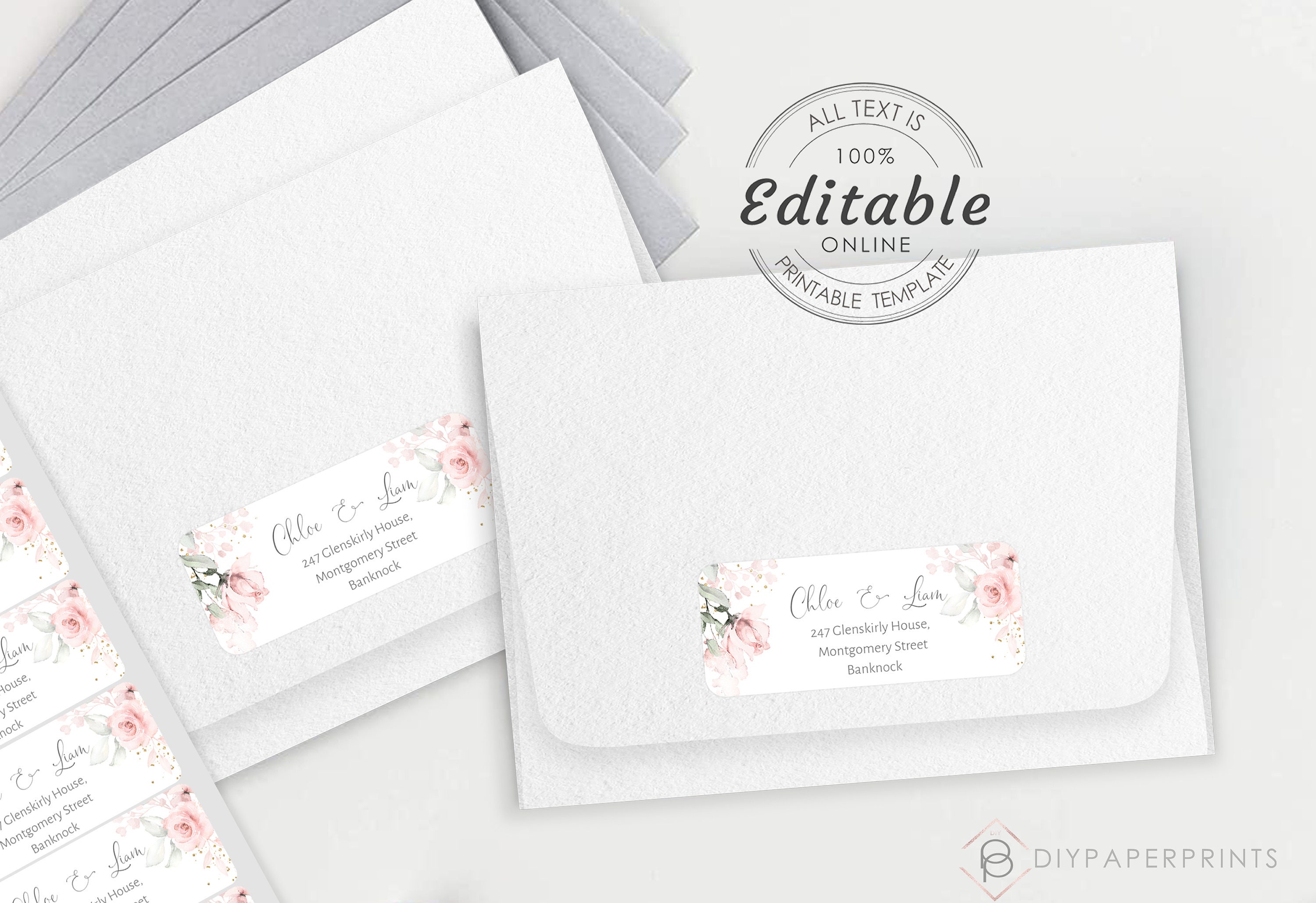 Pink Floral Address Labels, Self-editable Return Address (printable) - Etsy