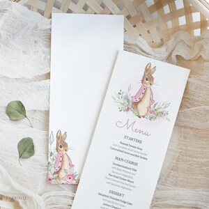 Peter Rabbit Menu Template, Menu Card Template, Baby Shower Menu ...