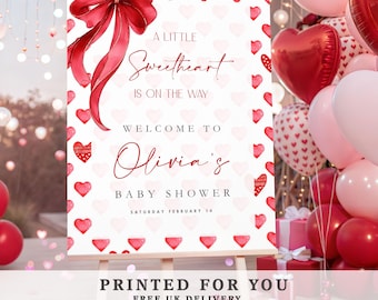 Letrero de bienvenida para baby shower "Pequeña dulzura": Póster personalizado impreso o digital, lienzo, cartón pluma o archivo PDF - A1, A2, A3