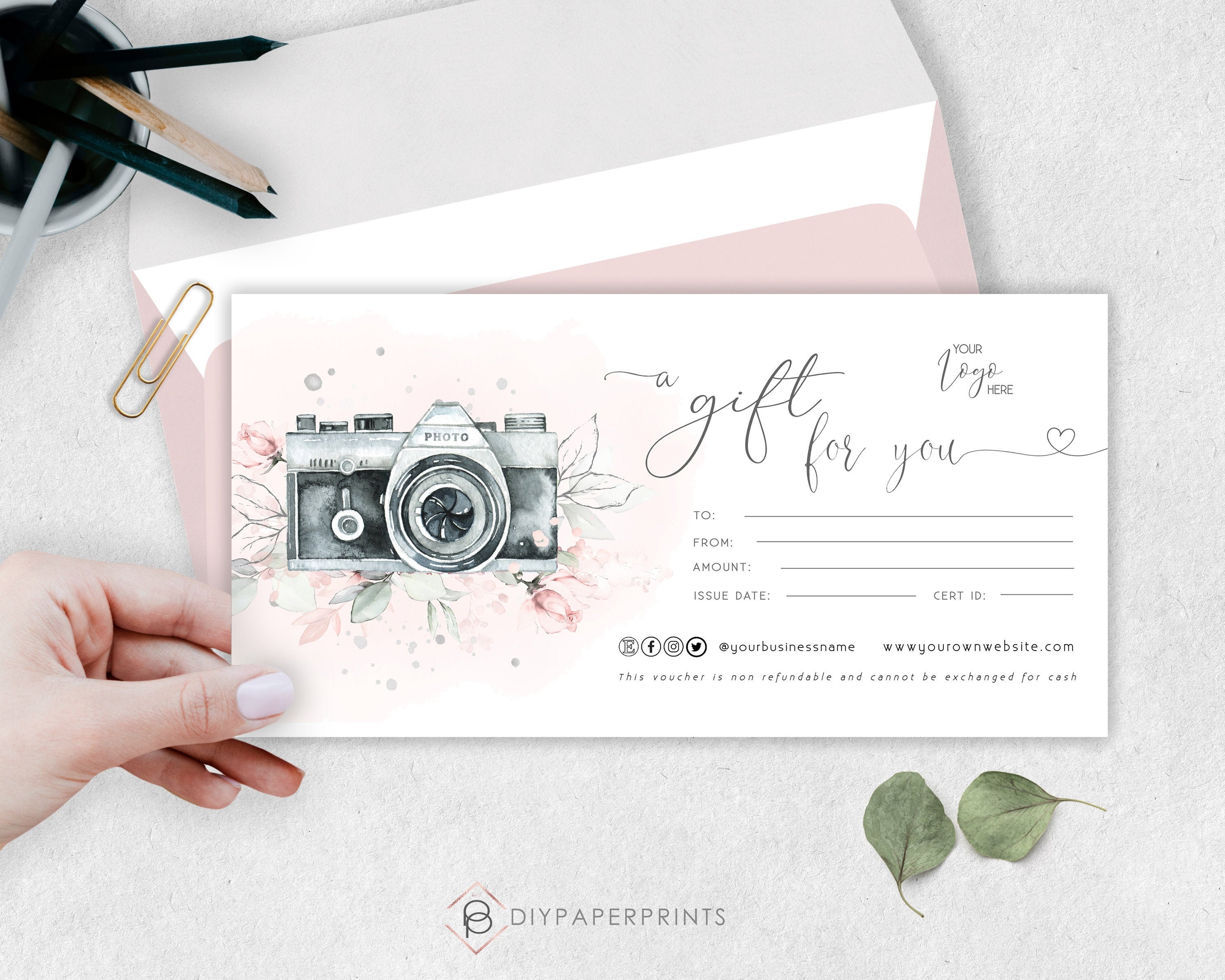 Photography Gift Certificate Template Editable Gift Card Etsy Photography Gift Certificate Template Editable Gift Card Etsy