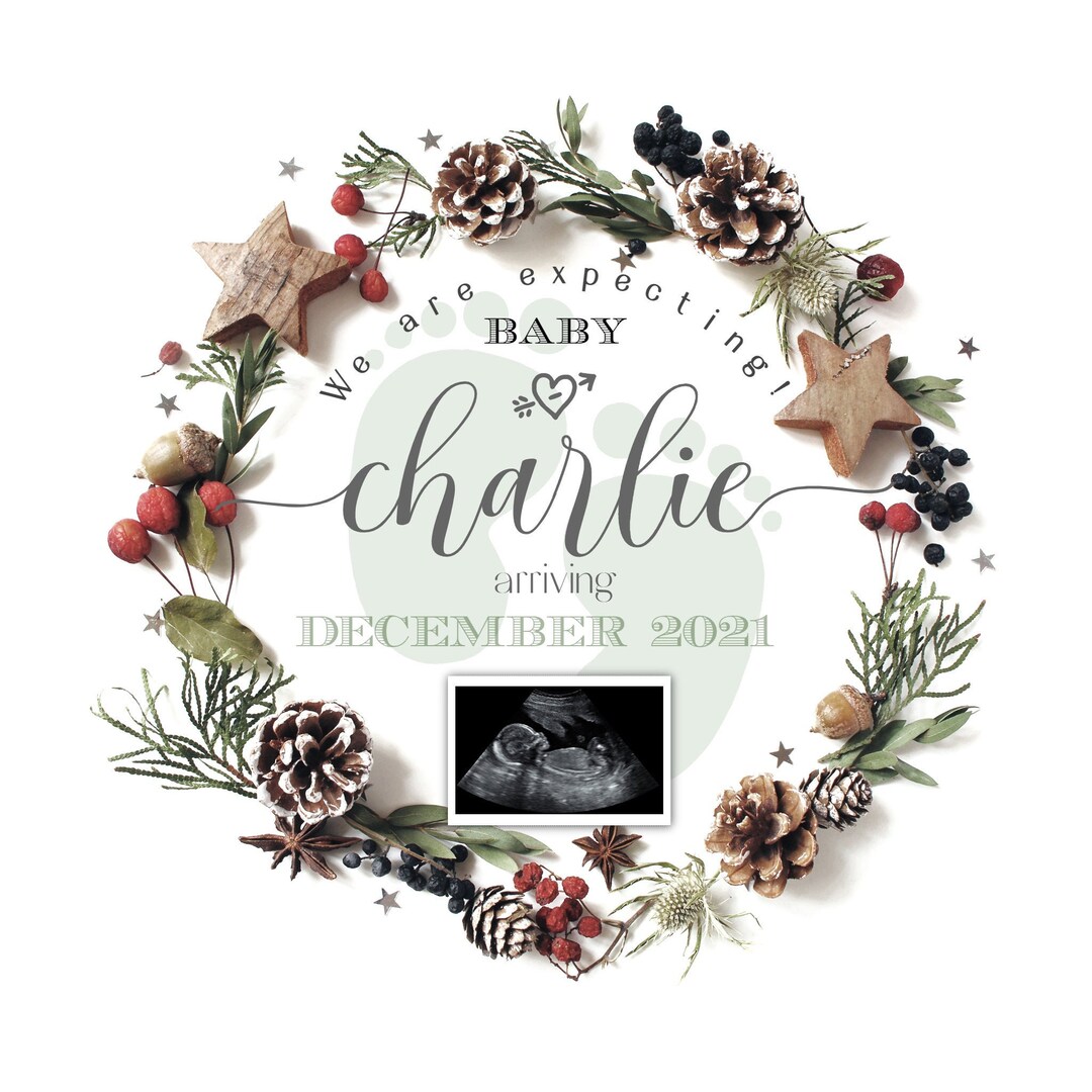 Christmas Baby Announcement Template Editable Pregnancy Etsy