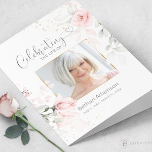 Funeral Bundle Set, Pink Celebration of Life, Funeral Memorial Pack, In Loving Memory Suite, Printable Editable Funeral Templates F-IZZY image 2