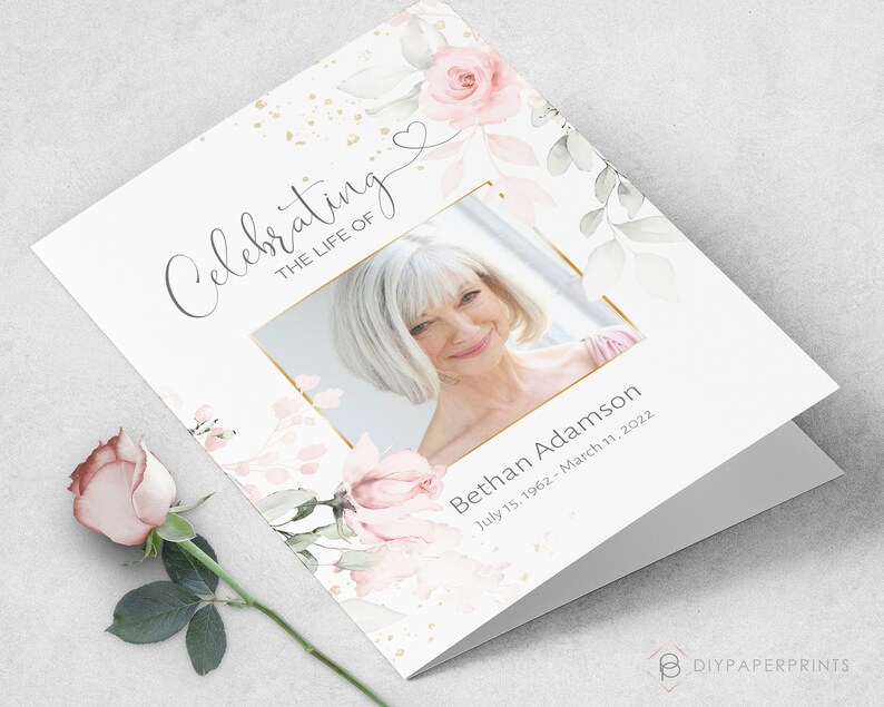 Funeral Bundle Set, Pink Celebration of Life, Funeral Memorial Pack, In Loving Memory Suite, Printable Editable Funeral Templates F-IZZY image 2