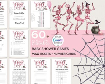 Halloween Baby Shower Games Bundle: Spooky Theme (Editable Canva Template)