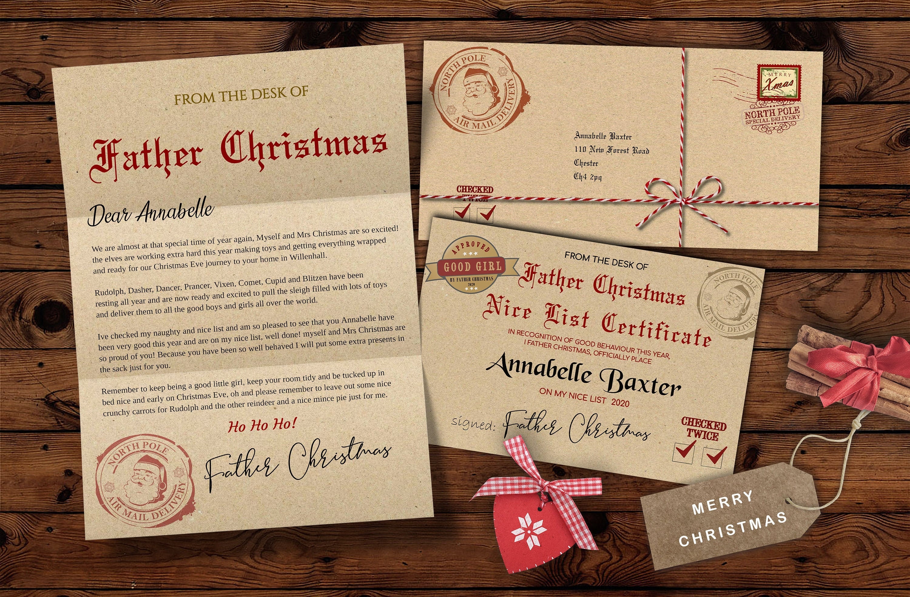 Letter From Father Christmas Nice List Certificate Father - Etsy