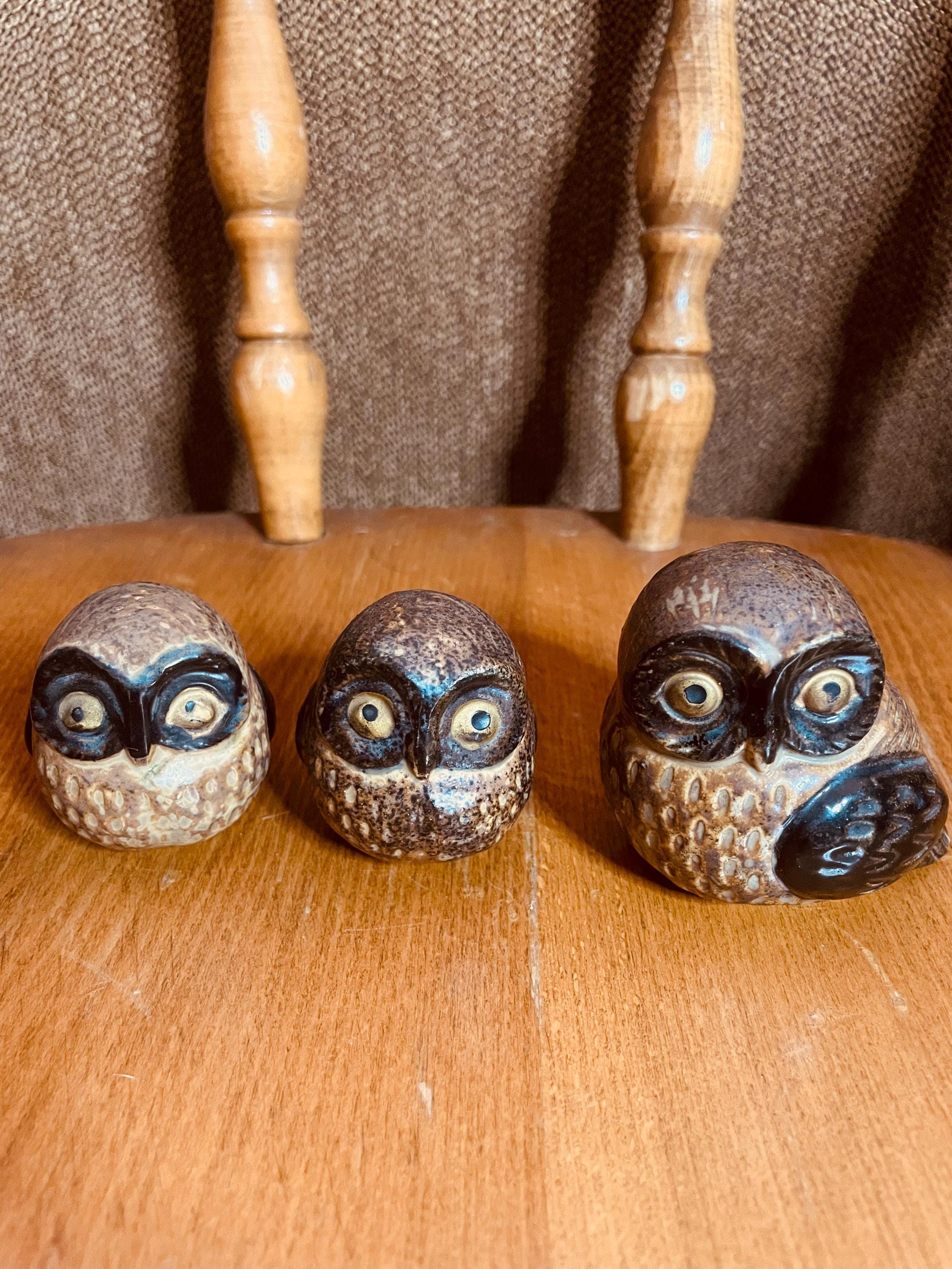 日本製のヴィンテージ陶器製フクロウの置物3体セット - Etsy 日本