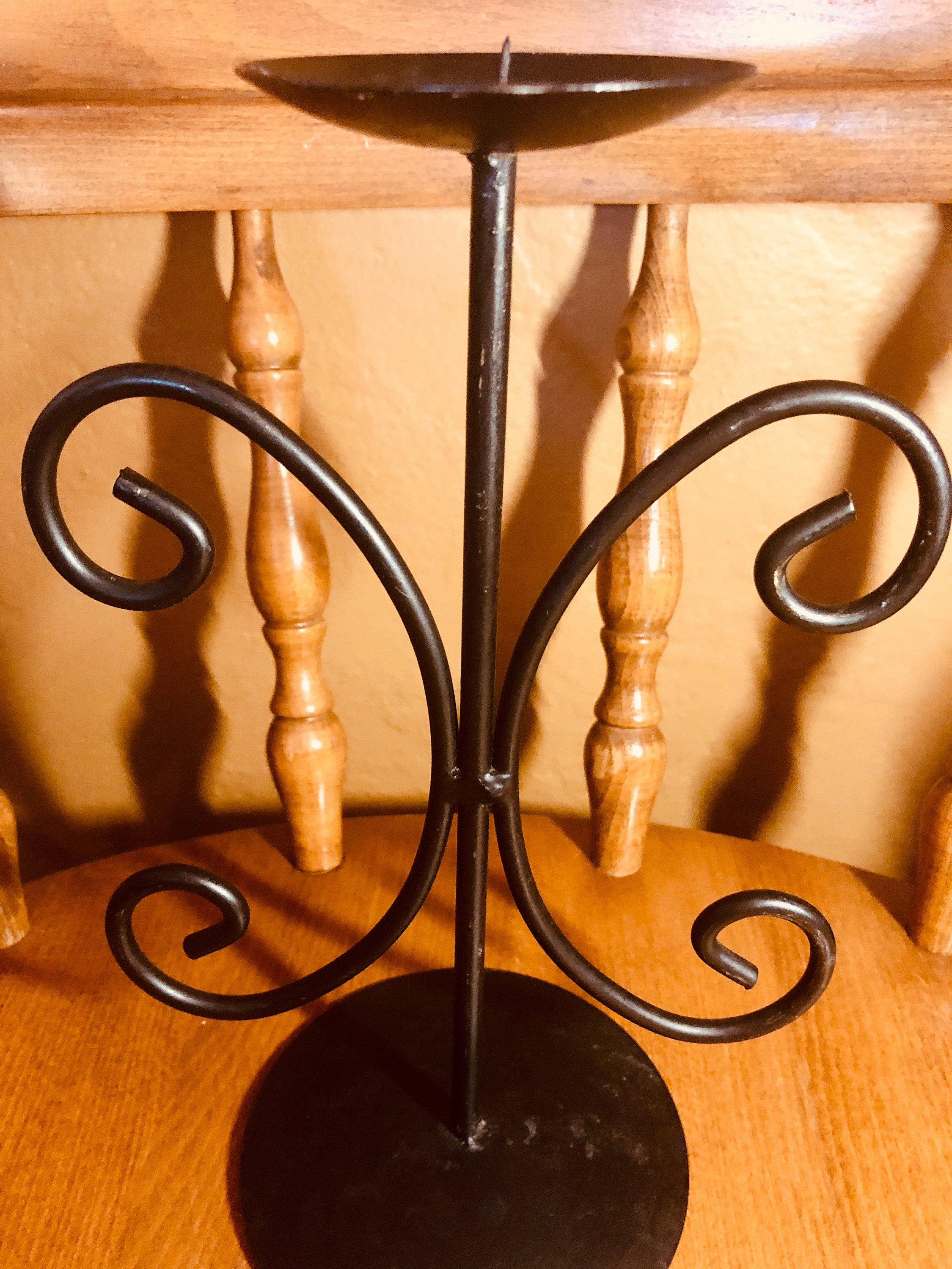 Black Metal Pillar Candle Holder - Cast a Stone