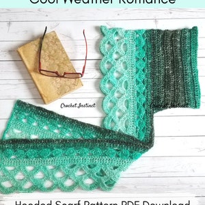 Crochet Pattern Adult and Child Scoodie Hooded Scarf Digital Download Cool Weather Romance