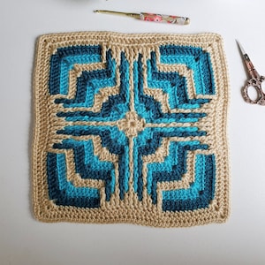 Grandma Square Manta con patrón de ganchillo de 12 pulgadas Square Star Portal