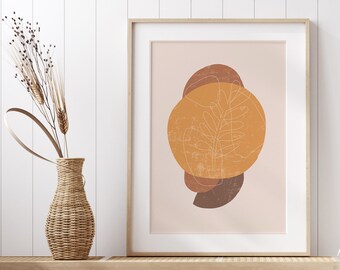 Burnt Orange Abstract Wall Print Boho decor Minimalist print Modern abstract print Terracota Print, Flower Print, Botanical Abstract Art