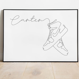 Custom Name with Air Jordan One line Drawing, Air Jordan print, custom Print, Custom Name on Air Jordan Print, Gift for Him, boy room decor