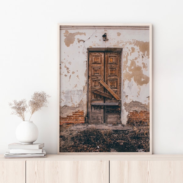 Rustic and abandoned door Print , Old architecture, Rustic door print, vintage house photography, Old door poster, Cottage Vintage Wall Art