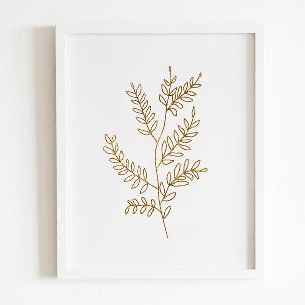 Gold Foil Flower Print, Leaves Prints, Botanical Leaves, Minimalist Art, Gold Foil, Leaves Set, Botanical Poster Set, Black Background Print