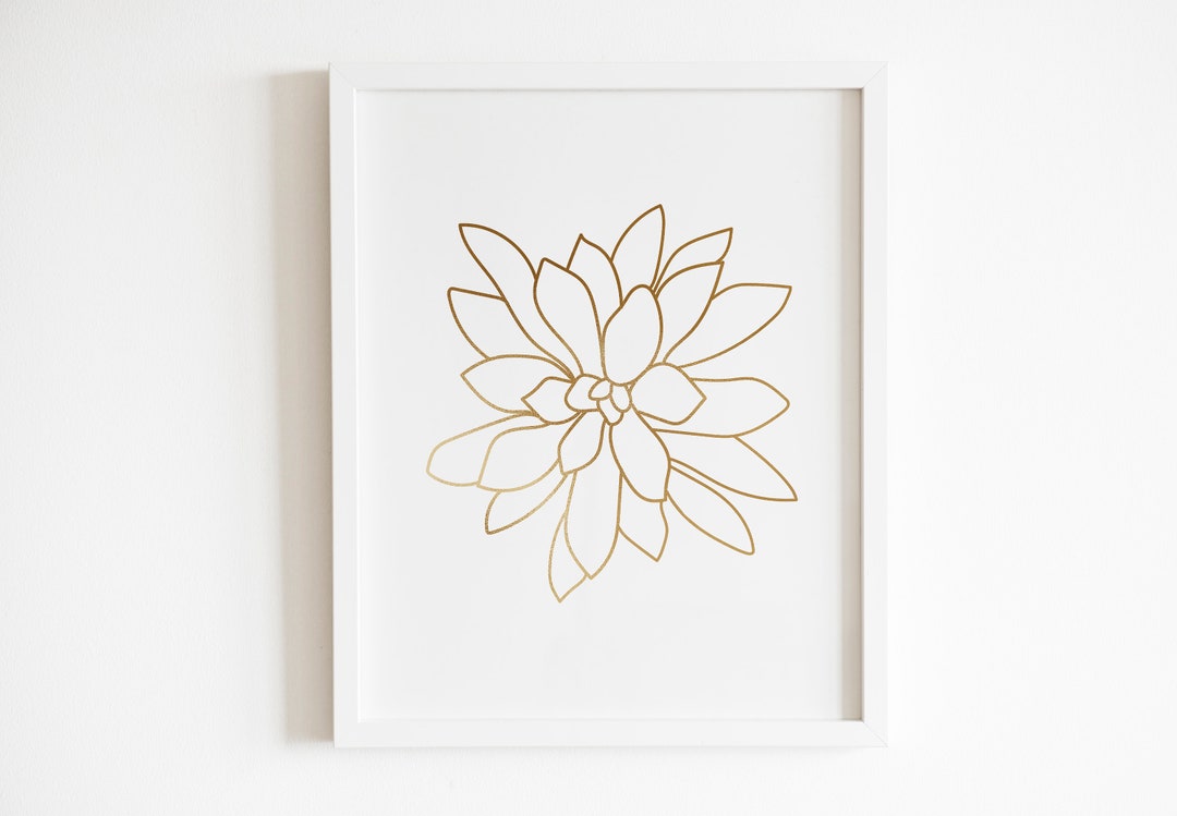 Gold Foil Flower Print, Leaves Prints, Botanical Leaves, Minimalist Art ...