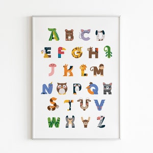 Animal Alphabet print, Animal alphabet print, Nursery decor, Nursery wall art, kids room decor, Alphabet art print, Alphabet letter print
