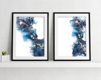 Set of 2 Abstract Alcohol Ink Wall Art, Ink Painting,Watercolor Digital Prints, Abstract Artwork,Printable Poster,Modern Print