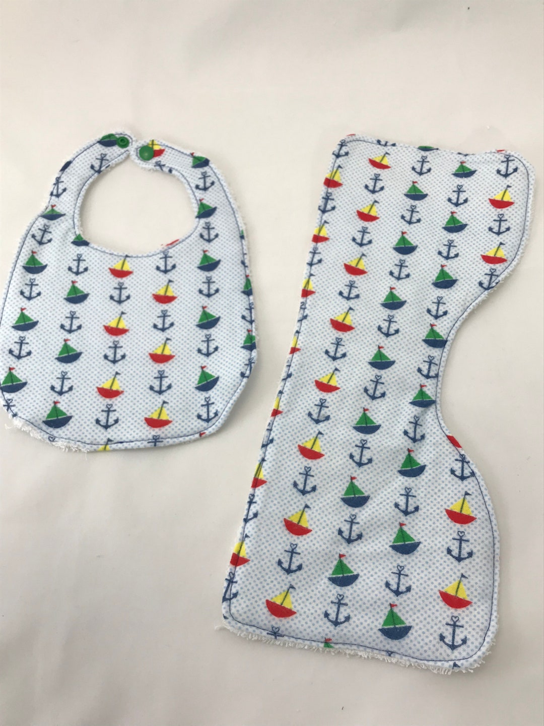 Sail Boat Baby Bib and Burp Cloth / Baby Shower Gift / Baby Etsy