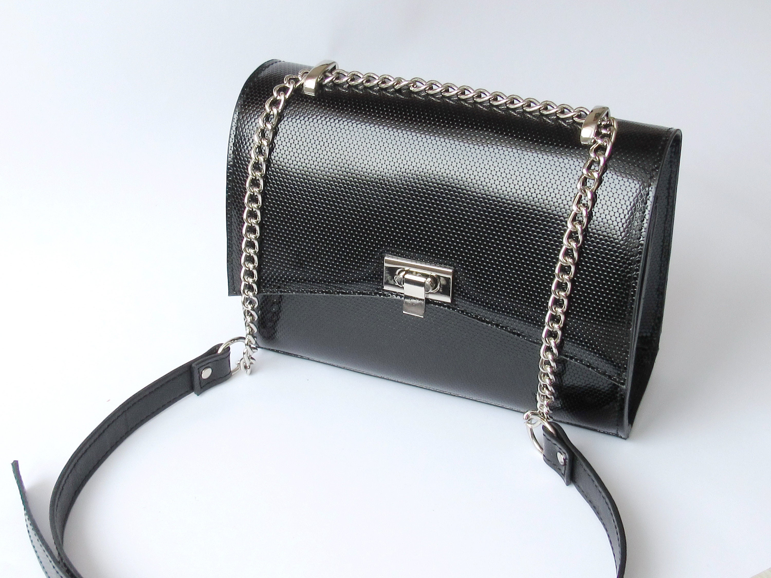 large round leather bag