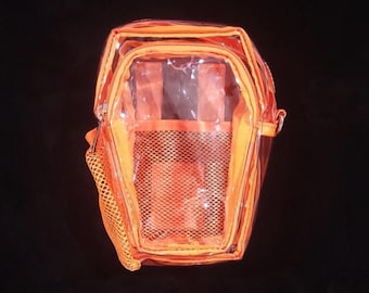 Orange 3 in 1 Clear Coffin Concert Bag